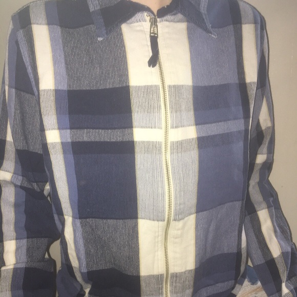 Blue Plaid Zip Up Jacket - Picture 1 of 4
